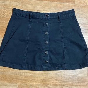 Black denim skirt